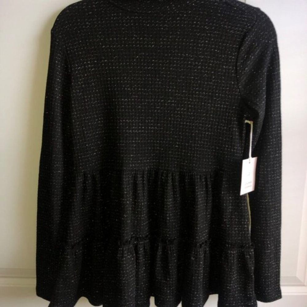 Lauren Conrad Holiday Sparkly Tunic Top Black Silver‎ Small NWT